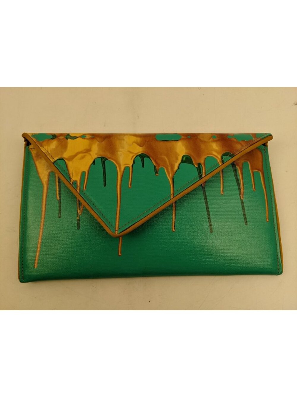 Kent Stetson Teal Clutch Shoulder Bag Melting Gold New NWT USA